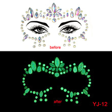 Load image into Gallery viewer, 3pcs EDM Face Stick-on Crystals Halloween Luminous Face Pasters
