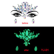Load image into Gallery viewer, 3pcs EDM Face Stick-on Crystals Halloween Luminous Face Pasters
