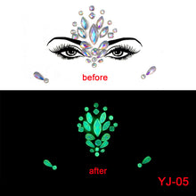 Load image into Gallery viewer, 3pcs EDM Face Stick-on Crystals Halloween Luminous Face Pasters
