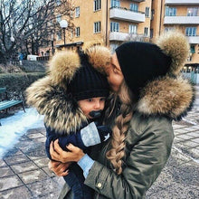Lade das Bild in den Galerie-Viewer, Warm Winter Knit Beanie Hats Autumn and Winter Double Fur Ball Spot Creative Warm Men's and Women's Wool Unisex
