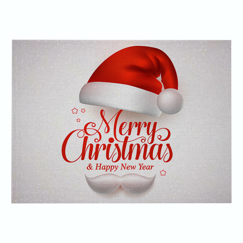 2PCs Christmas Tablecloths Waterproof Polyester Linen Cartoon Printing Series Dining Table Cushion