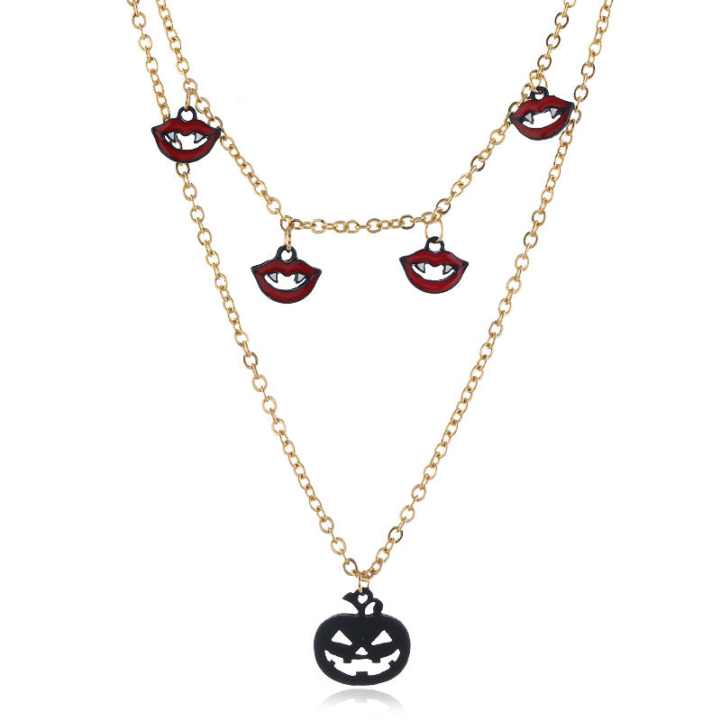 2x Halloween Xmas Christmas Gifts Decoration New Style Necklaces Pumpkin Elf Pendant