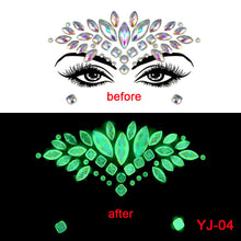 Load image into Gallery viewer, 3pcs EDM Face Stick-on Crystals Halloween Luminous Face Pasters
