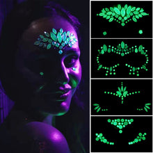 Load image into Gallery viewer, 3pcs EDM Face Stick-on Crystals Halloween Luminous Face Pasters
