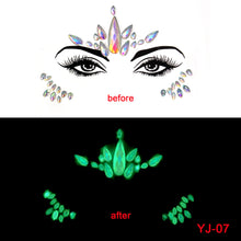 Load image into Gallery viewer, 3pcs EDM Face Stick-on Crystals Halloween Luminous Face Pasters
