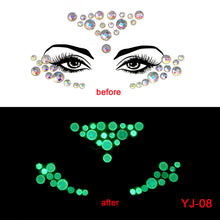 Load image into Gallery viewer, 3pcs EDM Face Stick-on Crystals Halloween Luminous Face Pasters
