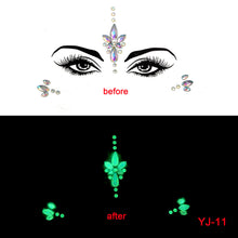 Load image into Gallery viewer, 3pcs EDM Face Stick-on Crystals Halloween Luminous Face Pasters

