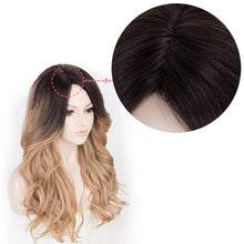 Load image into Gallery viewer, Women Wig Black Gradient Brown Medium Long Curly Hair Hair Cover
