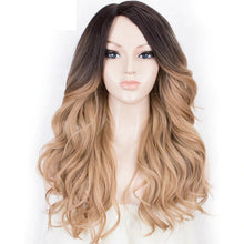 Load image into Gallery viewer, Women Wig Black Gradient Brown Medium Long Curly Hair Hair Cover
