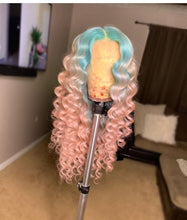 Lade das Bild in den Galerie-Viewer, Women Wig Long Curly Blue Pink Big Wave Fluffy Curling Iron Set W481
