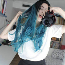 Lade das Bild in den Galerie-Viewer, Women Wig Long Curly Hair Medium Gradient Chemical Fiber Purple Blue W416
