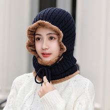 Lade das Bild in den Galerie-Viewer, Warm Winter Knit Beanie Hats Fleece-Lined Thickened Women's Neck Warmer Hooded PNE-Piece Suit Korean Unisex
