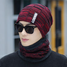 Lade das Bild in den Galerie-Viewer, Warm Winter Knit Beanie Hats Gloves Scarf Suit Men's Autumn and Winter Fleece-Lined Thickened Cold Protection Unisex
