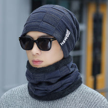 Lade das Bild in den Galerie-Viewer, Warm Winter Knit Beanie Hats Gloves Scarf Suit Men's Autumn and Winter Fleece-Lined Thickened Cold Protection Unisex
