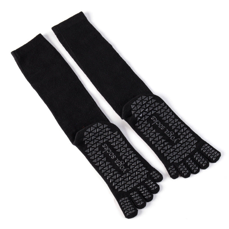 2 Pair Ladies and Man Silicone Non-Slip Yoga Pilates Socks, Cotton Multicolor Long Tube Toe Socks