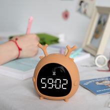 Load image into Gallery viewer, Smart Multi-Function Alarm Clock LED Display Cartoon Silicone Cute Pet Elf Night Light for Kids
