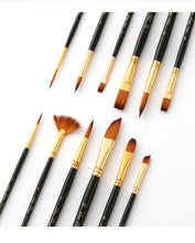 Load image into Gallery viewer, 12 PCs Black Stick Nylon Hair Black with Palette Art Brushes
