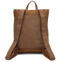 Load image into Gallery viewer, Backpack Men Crazy Horse Leather Canvas   Outdoor travel Roll Cover shoulder bag
