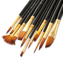 Load image into Gallery viewer, 12 PCs Black Stick Nylon Hair Black with Palette Art Brushes
