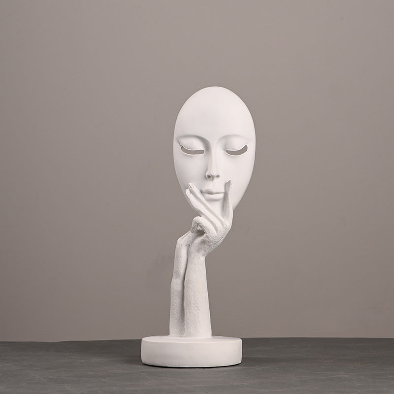 28cm Black and White Face Ornaments, Personality Living Room Bedroom Decoration Resin Decorations