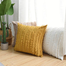 Load image into Gallery viewer, 2pcs Pillowcases 45 * 45cm Square Solid Color Cotton and Linen Cut Flower Tassel Sofa
