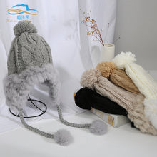 Lade das Bild in den Galerie-Viewer, Warm Winter Knit Beanie Hats Wool Rabbit Earmuffs Hat Women Sweet Cute Unisex
