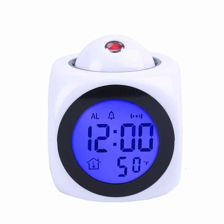 Smart Multi-Function Alarm Clock LED Display English Voice Time Projection Clock