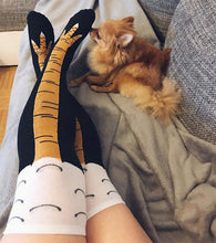 Load image into Gallery viewer, 2PCs Trendy Printed Adult Women&#39;s Cotton Socks Long/Mid-Calf Stockings Multi-Color Printed Chicken Feet

