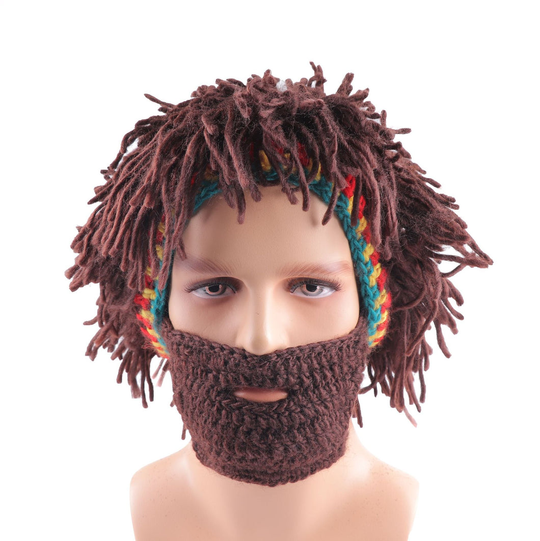 Halloween Xmas Christmas Gifts Decoration Handmade Knitted Wig Woolen Cap