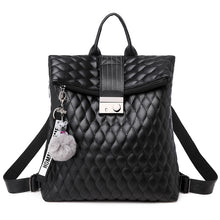 Lade das Bild in den Galerie-Viewer, Simple Fashion Soft Leather Embroidery Thread Rhombus Travel Street Big Female Student Schoolbag
