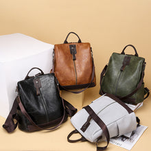 Lade das Bild in den Galerie-Viewer, New Business Multi-Purpose Schoolbag Anti-Theft Pu Soft Leather Ladies Large-Capacity Backpack
