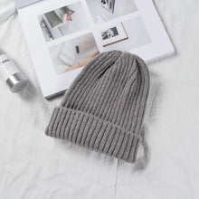 Lade das Bild in den Galerie-Viewer, Warm Winter Knit Beanie Hats Solid Color Light Board Woolen Cap Autumn and Winter Women Korean Style Curl Unisex
