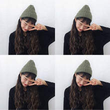 Lade das Bild in den Galerie-Viewer, Warm Winter Knit Beanie Hats Solid Color Light Board Woolen Cap Autumn and Winter Women Korean Style Curl Unisex
