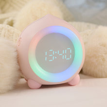 Load image into Gallery viewer, Smart Multi-Function Alarm Clock LED Display Cartoon Peach Small Night Lamp Timer USB Charging Sleeping Light
