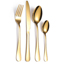 Lade das Bild in den Galerie-Viewer, 304 Stainless Steel Flatware Sets 4-Piece Steak Knife, Fork and Spoon Golden Color

