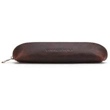 Lade das Bild in den Galerie-Viewer, Retro Leather Brown Pencil Case Single Zipper Simple Stationery Case
