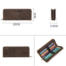 Load image into Gallery viewer, Vintage Brown Leather Pencil Case Square Zipper Pencil Box
