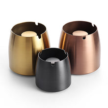 Lade das Bild in den Galerie-Viewer, Ashtray Gift Stainless Steel Large round Hotel Household Gold Lid Heightening Stainless Steel Ash Tray
