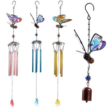 Load image into Gallery viewer, 3D Butterfly Wrought Iron Glass Painted Wind Chimes Home Decoration
