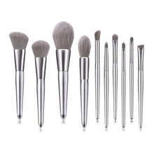 Load image into Gallery viewer, 10 Silver Makeup Brushes Makeup Tools Blush Brush
