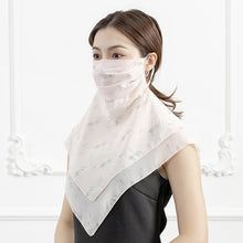Load image into Gallery viewer, 2PCs Chiffon Shawl Ear-Hanging Sunscreen Veil Summer Face Mask for Outdoor Cycling
