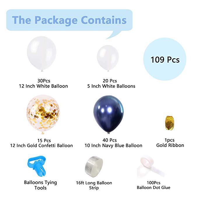 102PCs Ink Blue Series Balloon Set Birthday Party Wedding Decoration