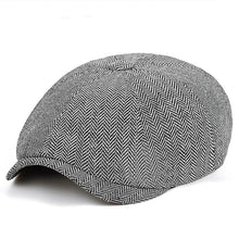 Lade das Bild in den Galerie-Viewer, Hats Men Beret Vintage Herringbone Gatsby Tweed Peaky Spring Flat Peaked Beret Hats
