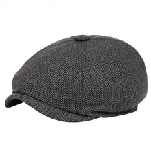 Lade das Bild in den Galerie-Viewer, Hats Men Beret Vintage Herringbone Gatsby Tweed Peaky Spring Flat Peaked Beret Hats
