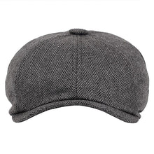Lade das Bild in den Galerie-Viewer, Hats Men Beret Vintage Herringbone Gatsby Tweed Peaky Spring Flat Peaked Beret Hats
