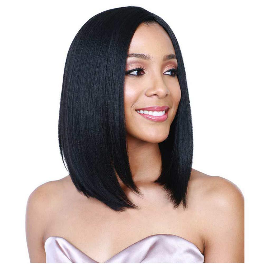 Women Wig Black Middle Short Sight Synthetic Wigs W178