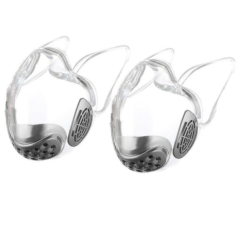 2pcs GRAY Durable Face Shield Reusable Transparent Mask Lip Reading AZ21141