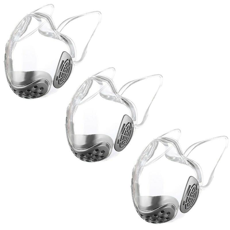 3pcs gray Durable Face Shield Reusable Transparent Mask Lip Reading AZ10270