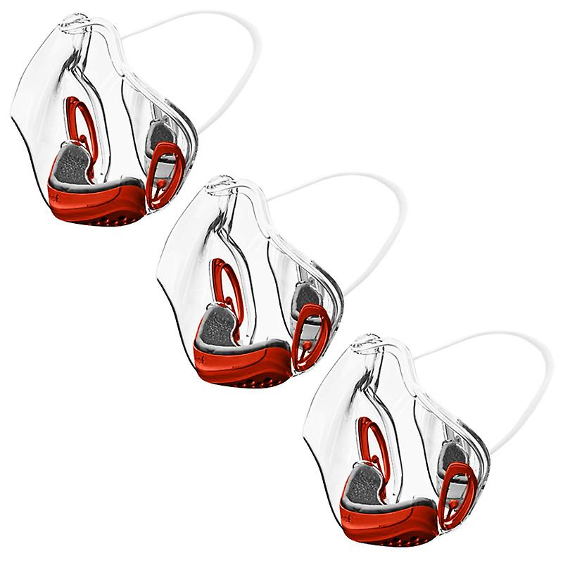 3pcs red Durable Face Shield Reusable Transparent Mask Lip Reading AZ10276
