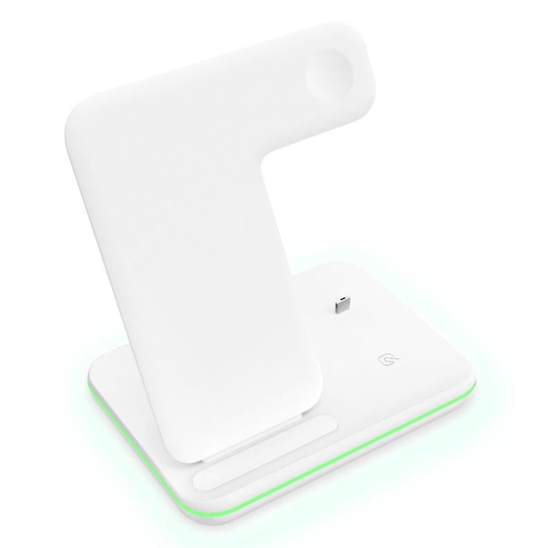 white Wireless charger 3 in 1 charger compatible with phones watches earphones AZ18641